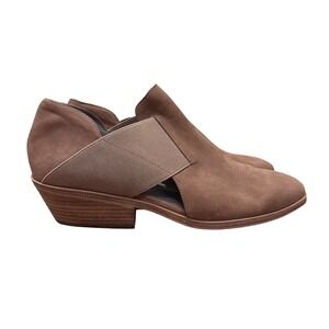 EILEEN FISHER Taupe Suede Elastic Cutout Ankle Slip-on Booties Women's 11